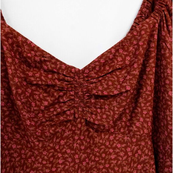 Madewell Sweetheart Puff Sleeve Midi Dress in Carmine Floral - Picture 8 of 14